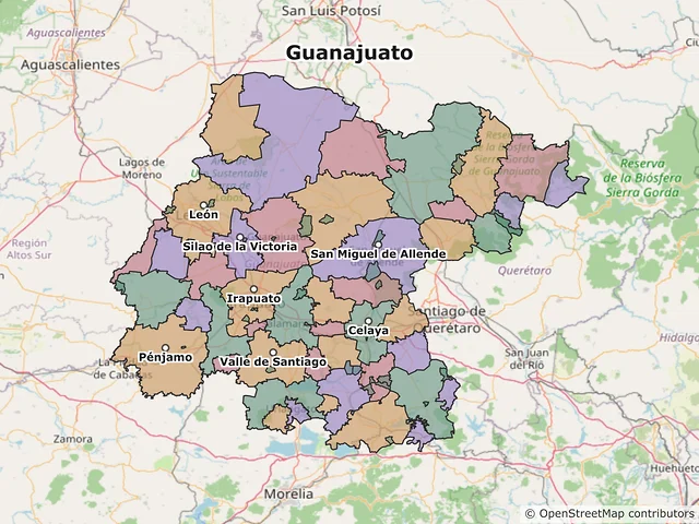 Mapa de códigos postales de Guanajuato
